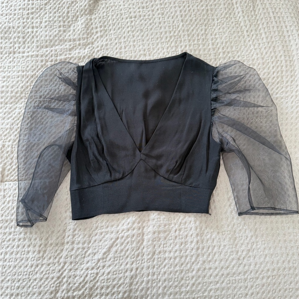 Elegant Black Sheer Sleeve Top